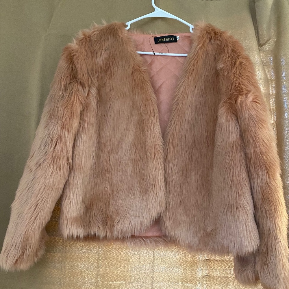 Faux fur pink coat